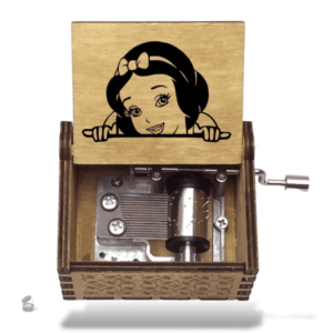 Boîte à musique Blanche Neige avec mécanisme à manivelle