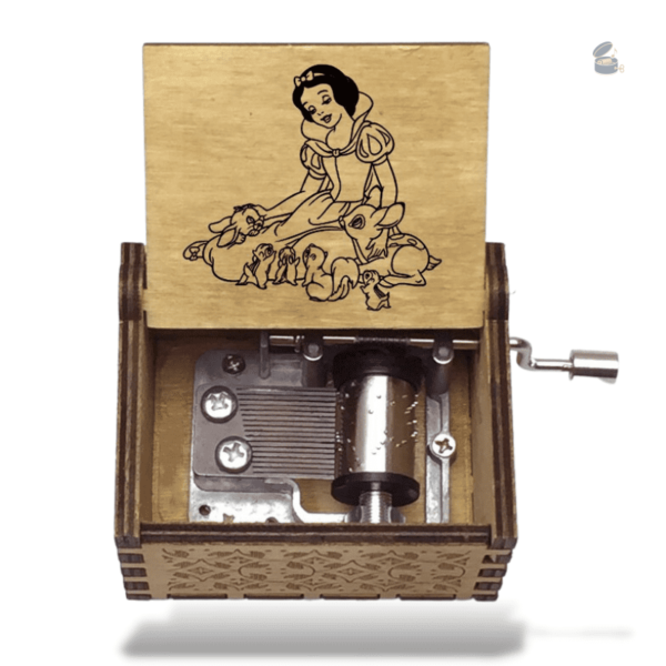 Boîte à musique manivelle inspirée de Blanche Neige
