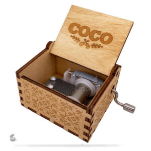 Boîte à musique manivelle Coco avec design charmant