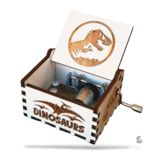 Boîte à musique manivelle Dinosaure colorée