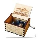 Boîte à musique manivelle, thème dinosaure, design ludique