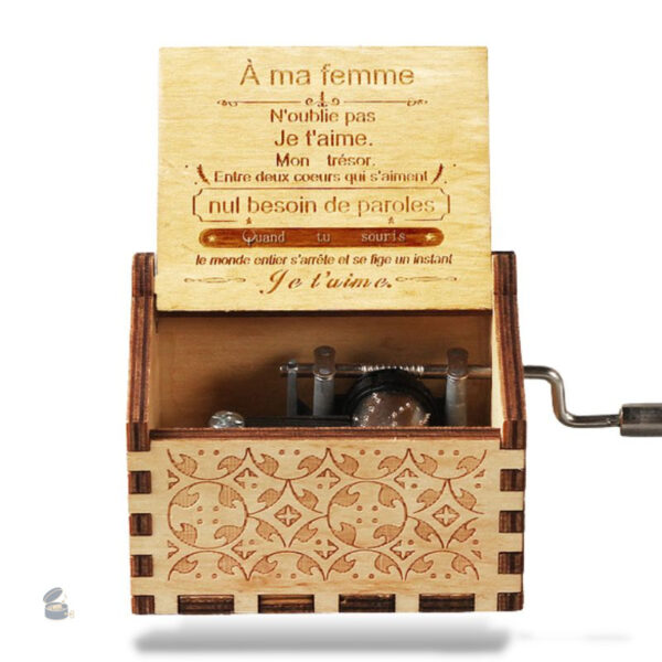 Boîte à musique femme manivelle, design élégant et mélodieux