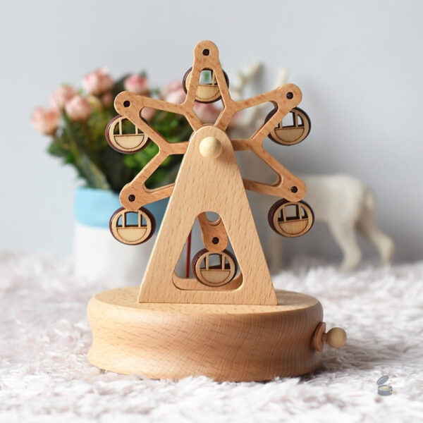 Élégante boîte à musique en bois avec mouvement rotatif