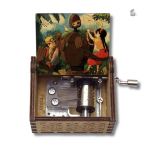 Boîte à musique traditionnelle avec manivelle et design château