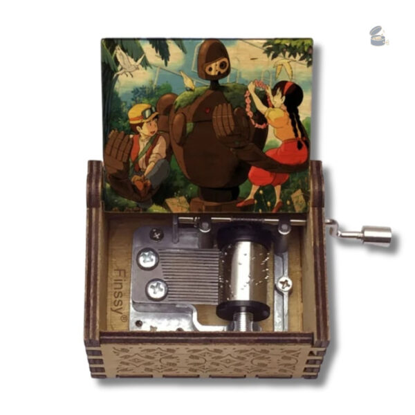 Boîte à musique traditionnelle avec manivelle et design château