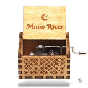 Boîte à musique manivelle Moon River, design classique et mélodieux