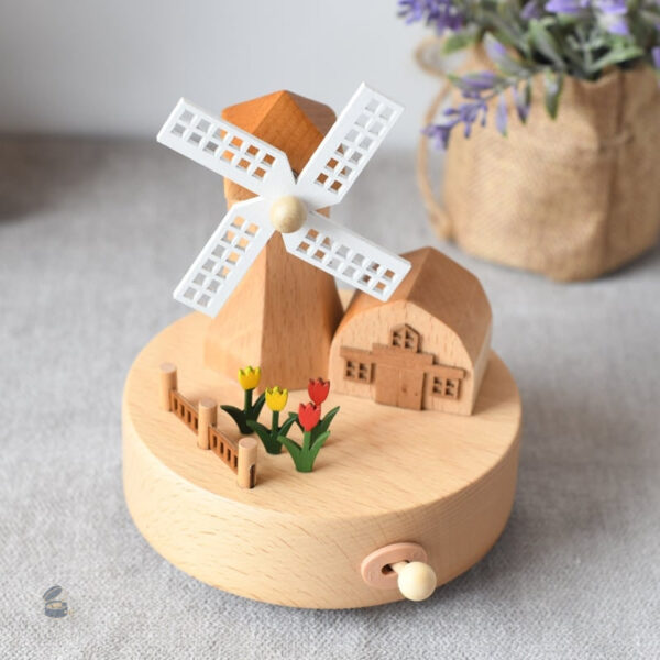 Moulin musical en bois, cadeau charmant pour enfants