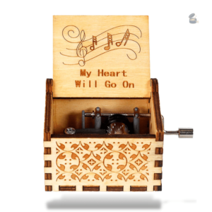 Boîte à musique manivelle "My Heart Will Go On" en bois