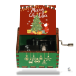 Boîte à musique Noël en bois avec manivelle