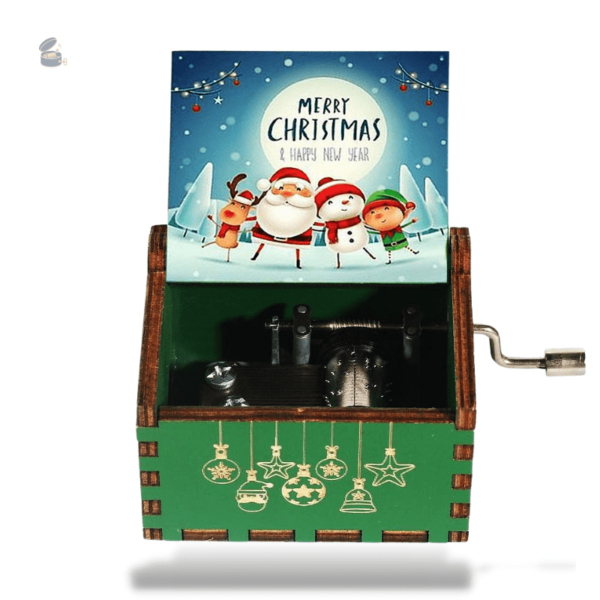 Boîte à musique manivelle festive en bois