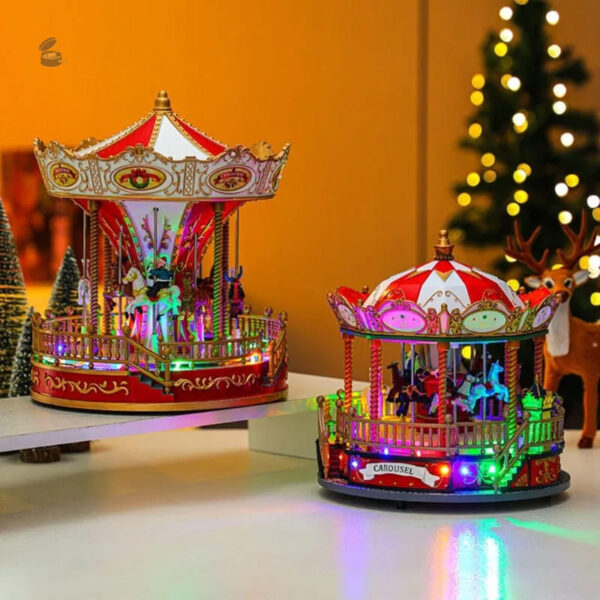 Carrousel musical avec motifs festifs et couleurs vives